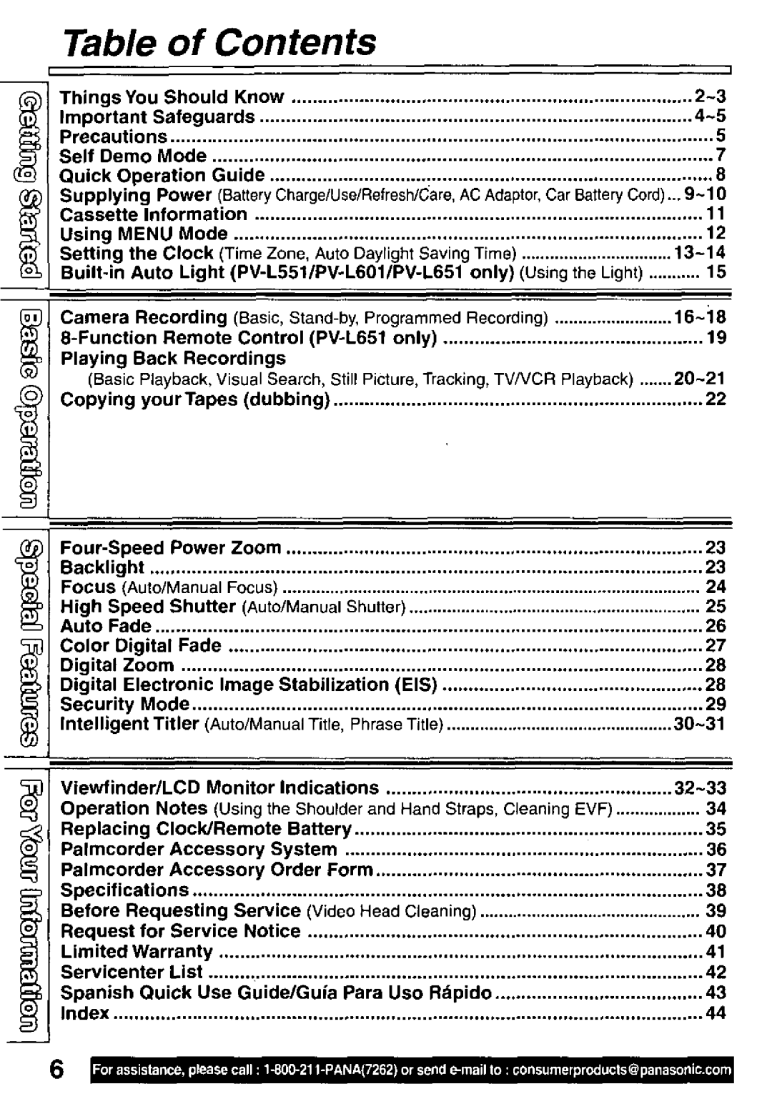 Panasonic PV-L501 manual 