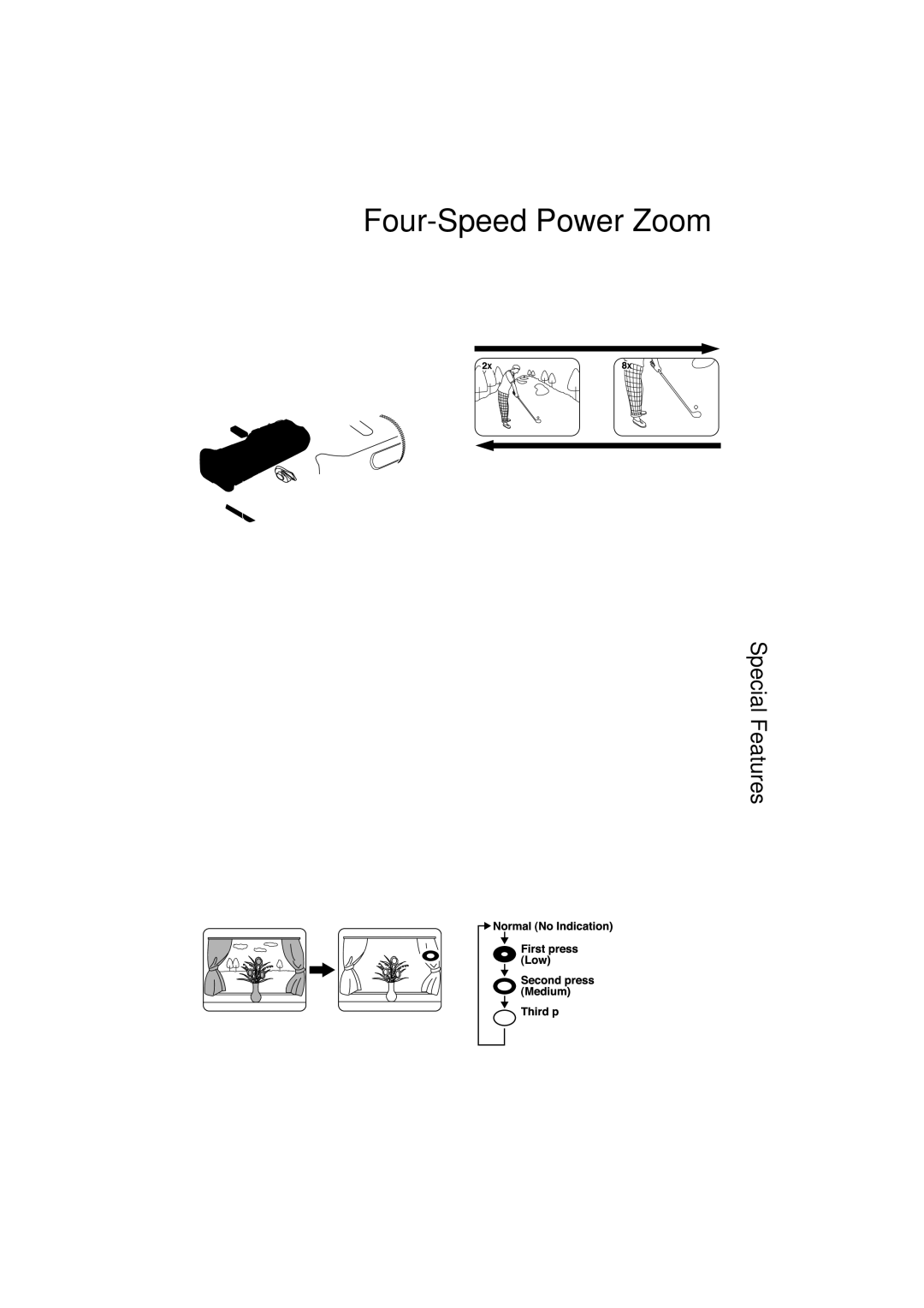 Panasonic PV-L552H operating instructions Four-Speed Power Zoom, Backlight, Light 