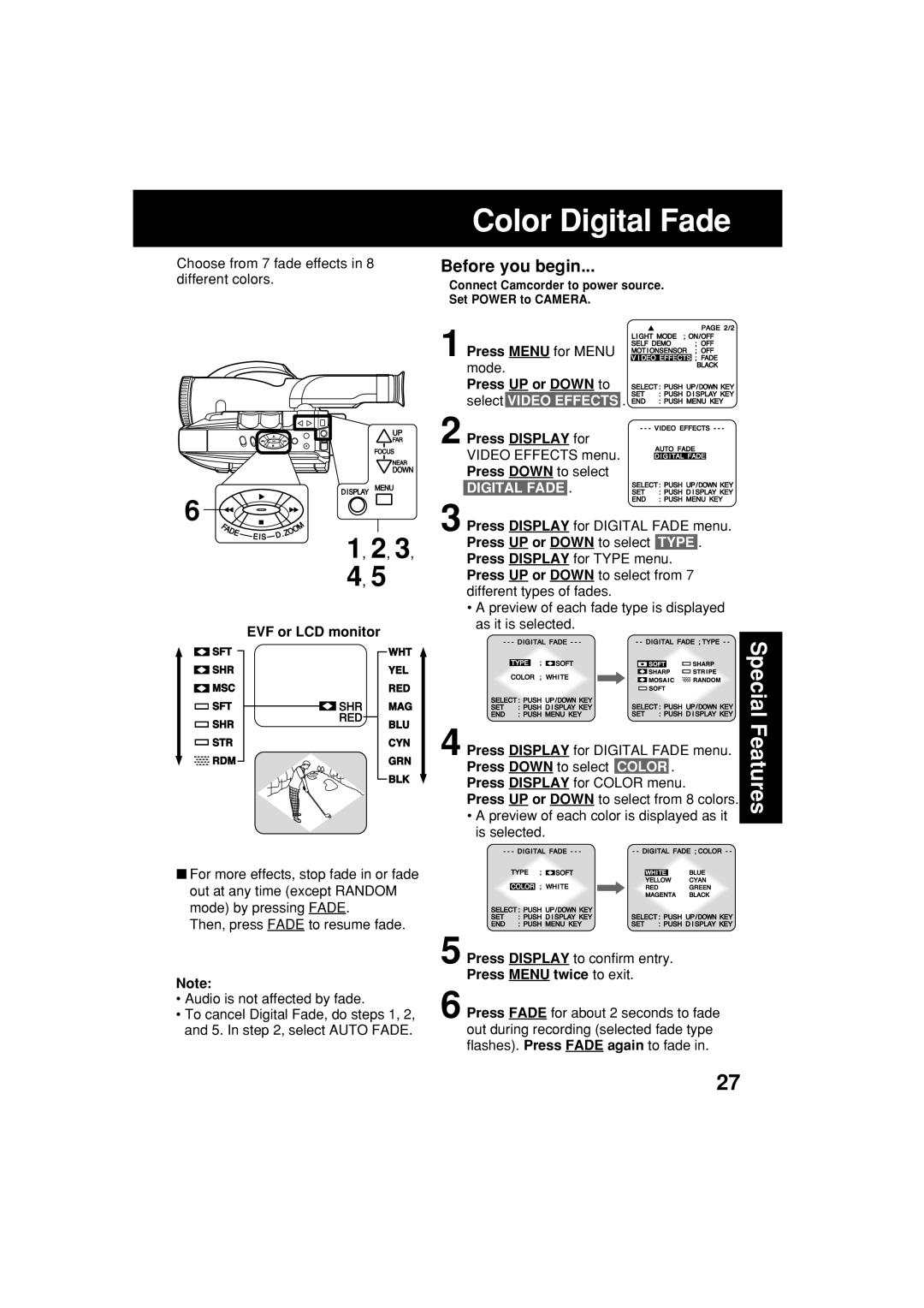 Panasonic PV-L552H operating instructions Color Digital Fade 