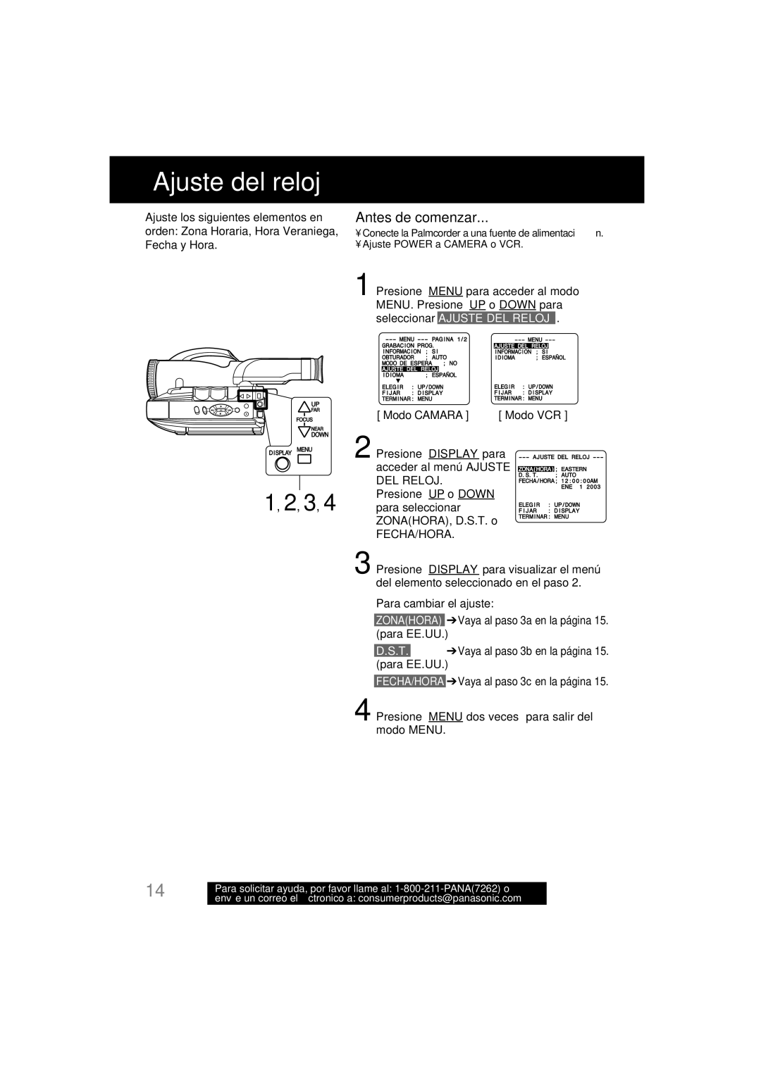 Panasonic PV-L552H operating instructions Ajuste del reloj, Fecha/Hora 