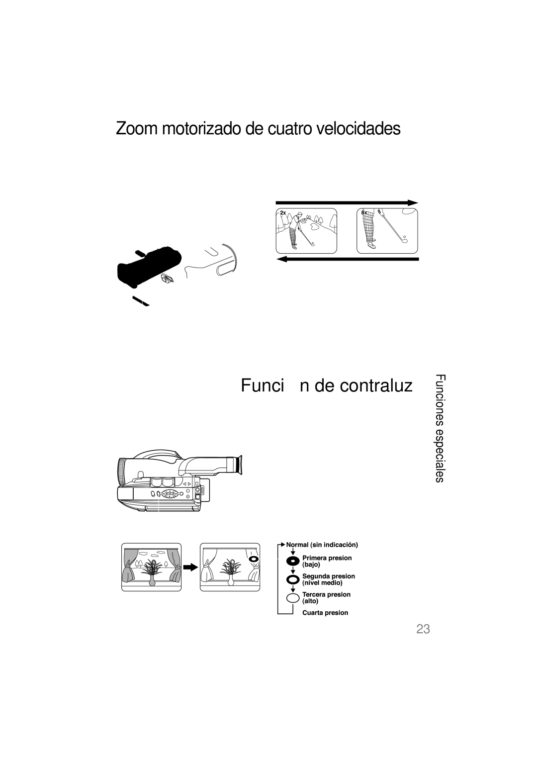 Panasonic PV-L552H Función de contraluz, Acercamiento T Alejamiento W Para un efecto zoom lento, Presione B.LIGHT 