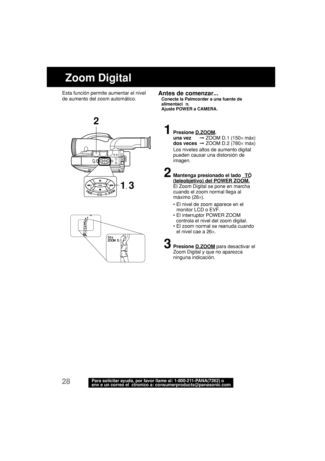 Panasonic PV-L552H operating instructions Zoom Digital, Presione D.ZOOM 