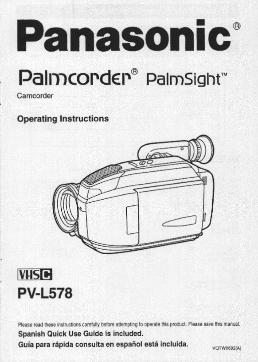 Panasonic PV-L578 manual 