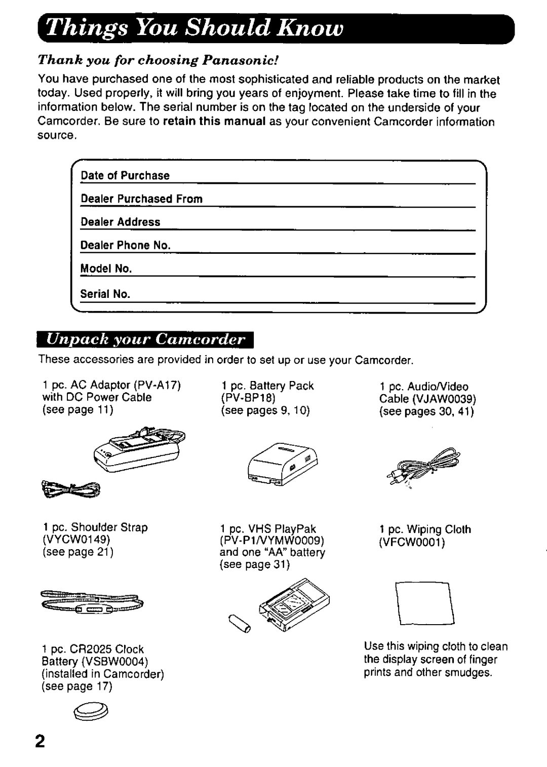 Panasonic PV-L578 manual 