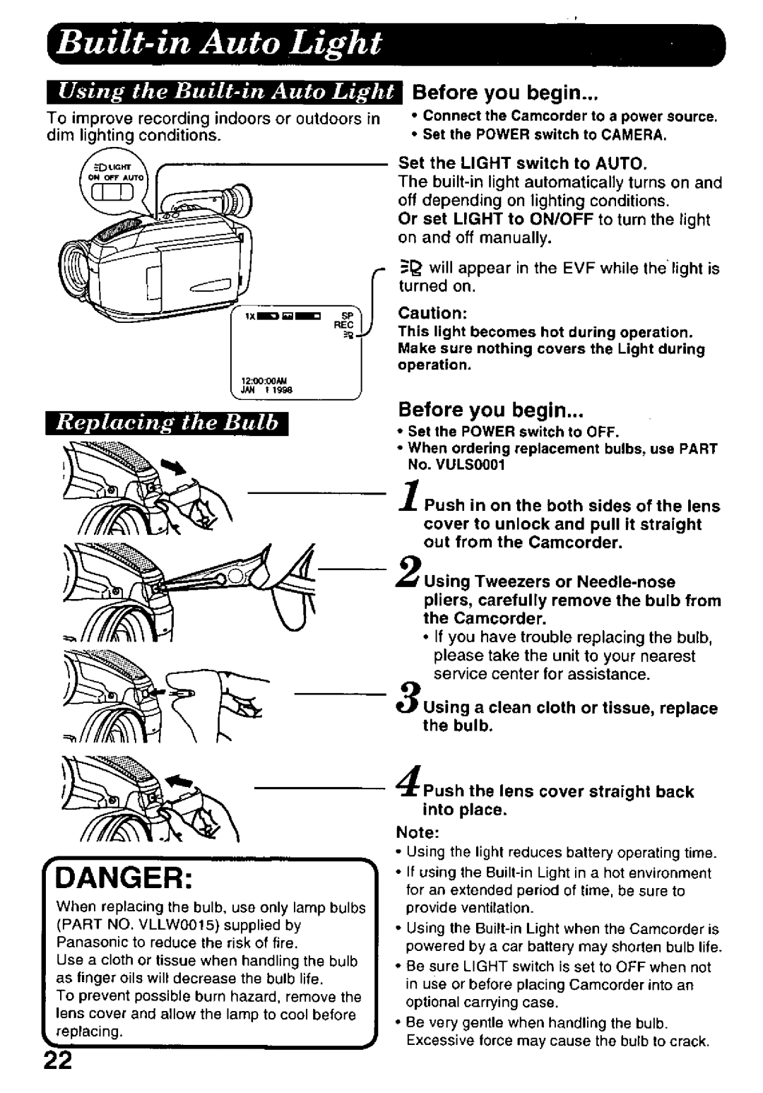 Panasonic PV-L578 manual 