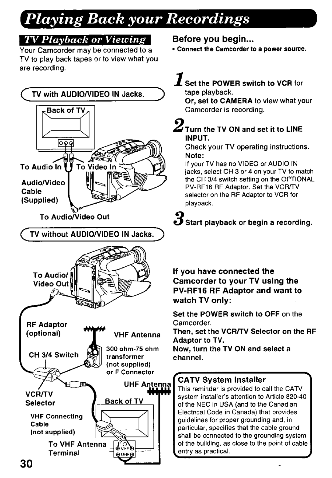 Panasonic PV-L578 manual 