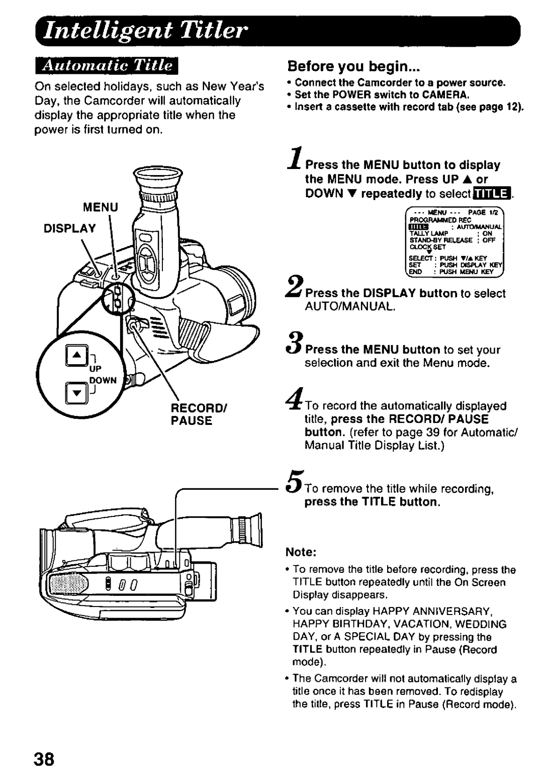 Panasonic PV-L578 manual 