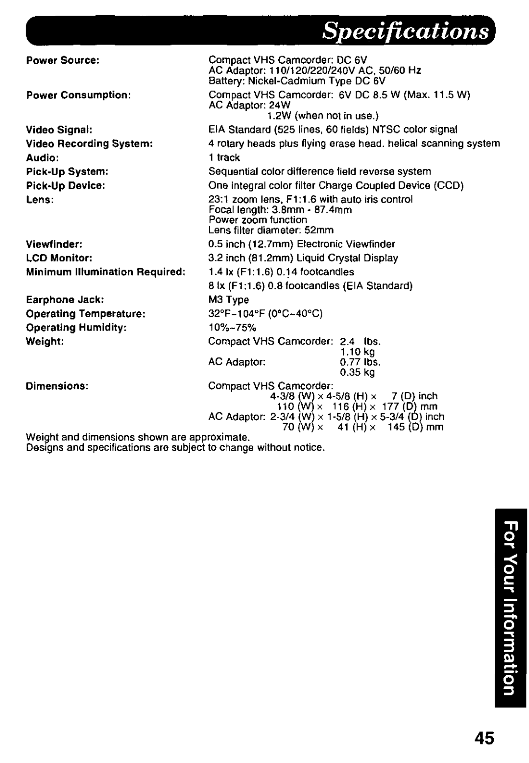 Panasonic PV-L578 manual 