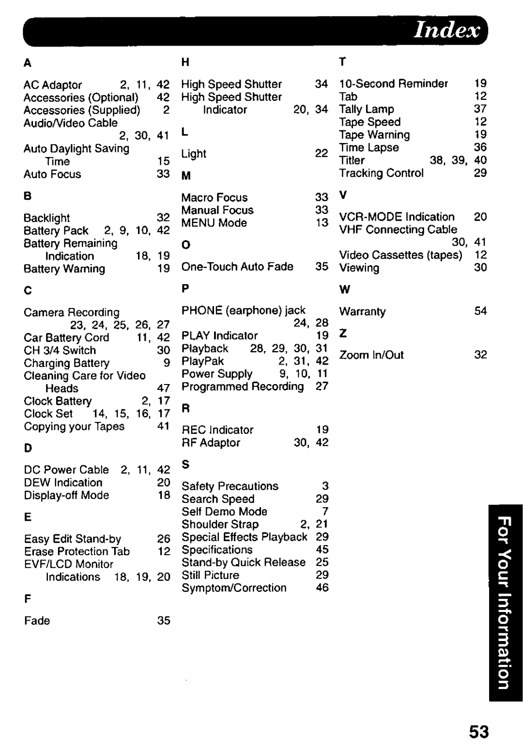 Panasonic PV-L578 manual 