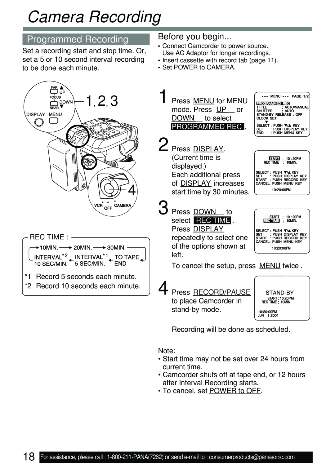 Panasonic PV-L591 operating instructions Programmed Recording, REC Time, Programmed REC, Press Display 