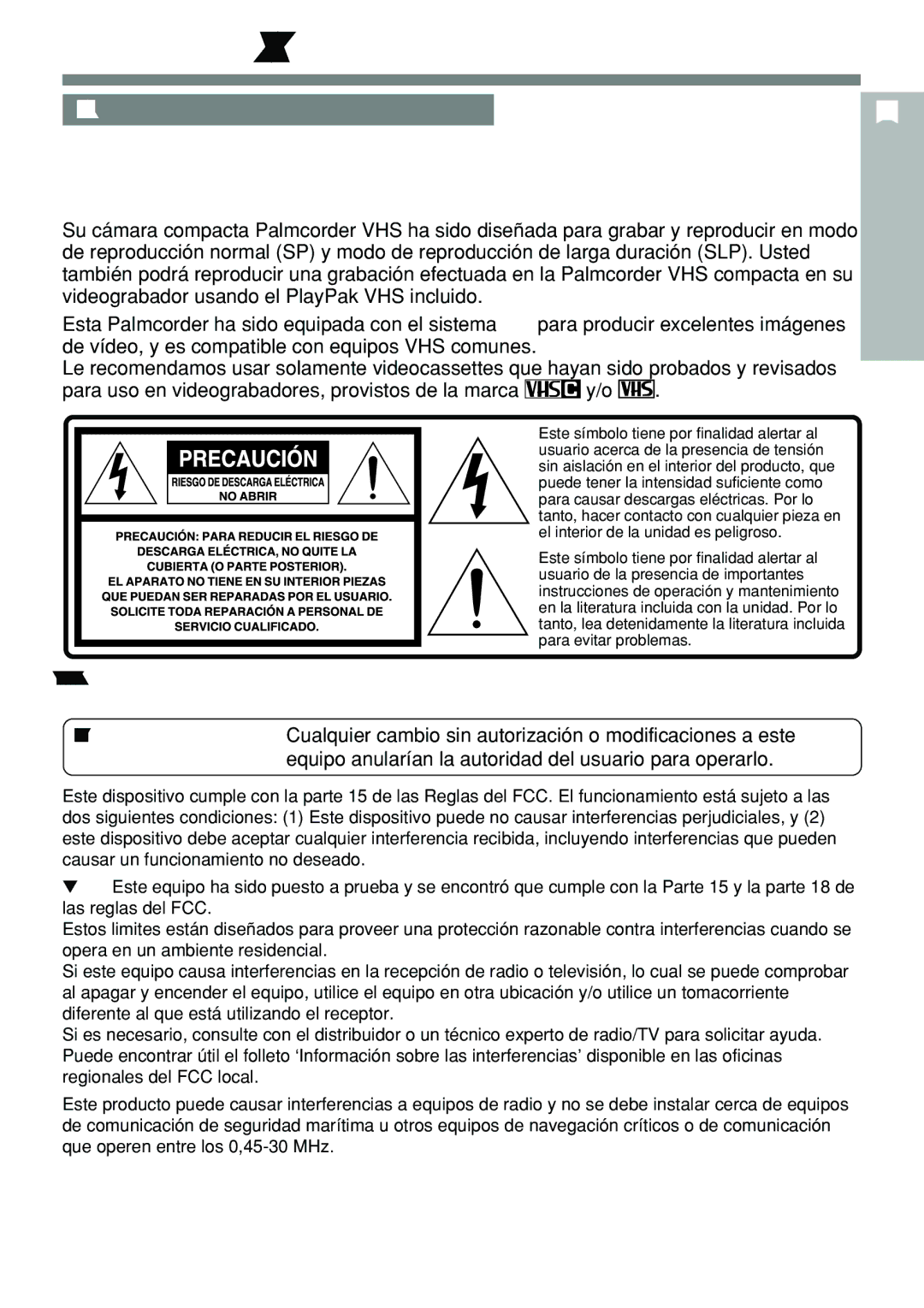 Panasonic PV-L591 operating instructions Precauciones para su seguridad 