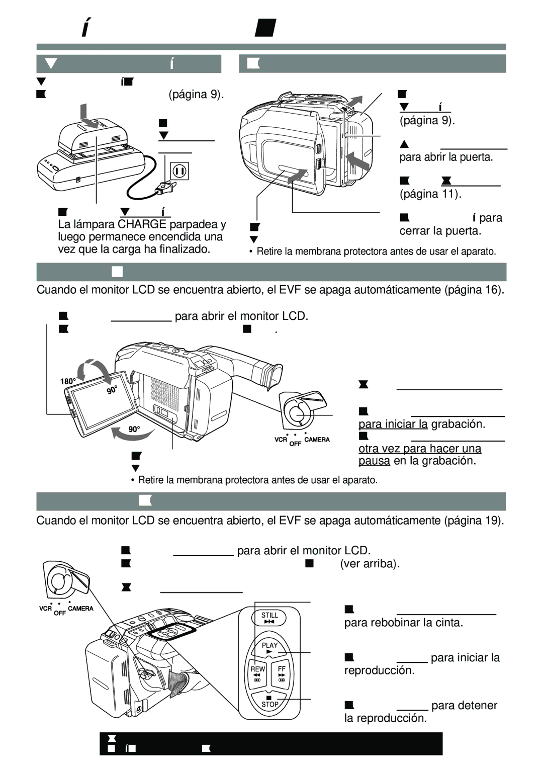 Panasonic PV-L591 Guía de operación rápida, Carga de la batería Inserte el cassette, Grabación con la cámara 