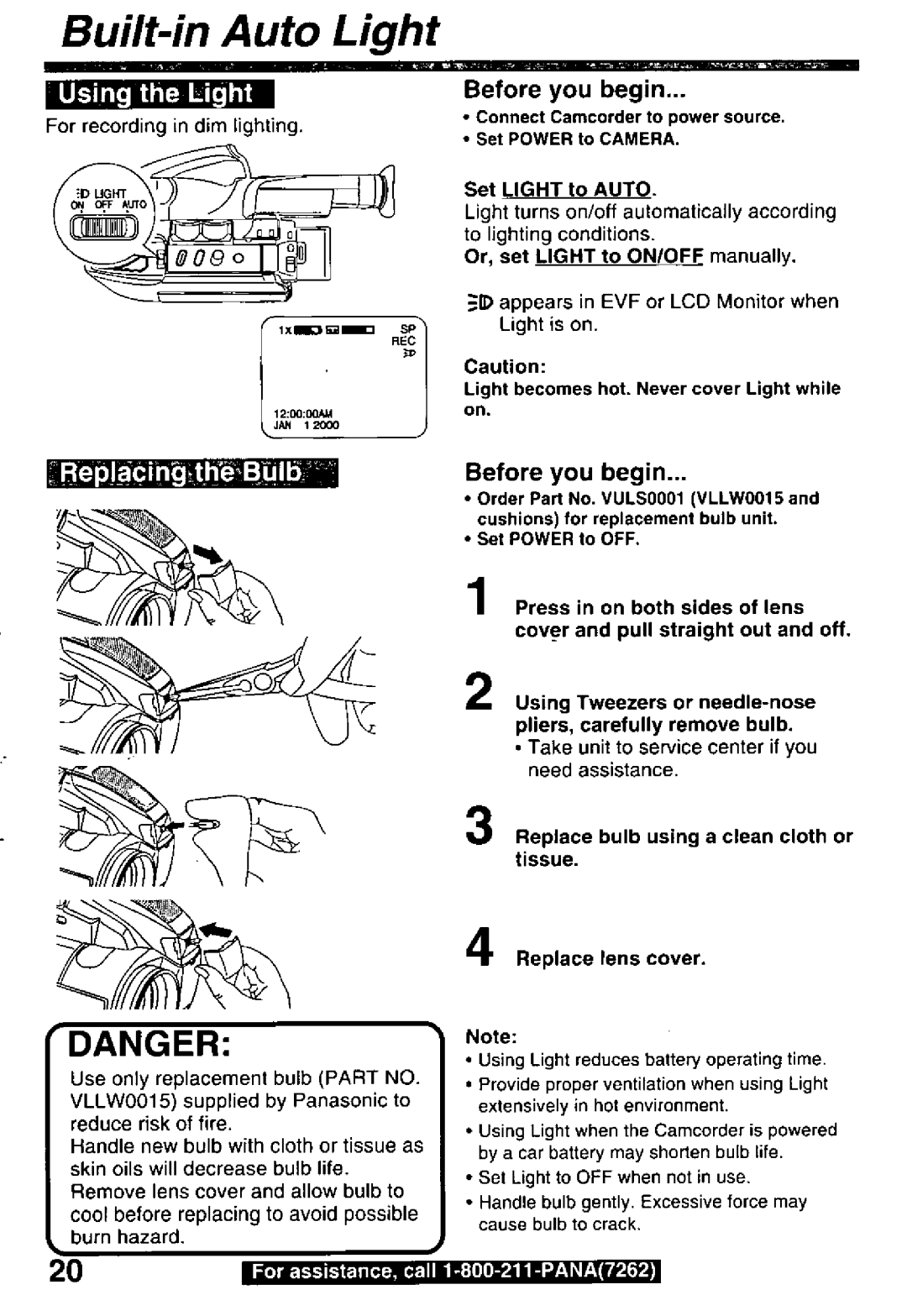 Panasonic PV-L600 manual 