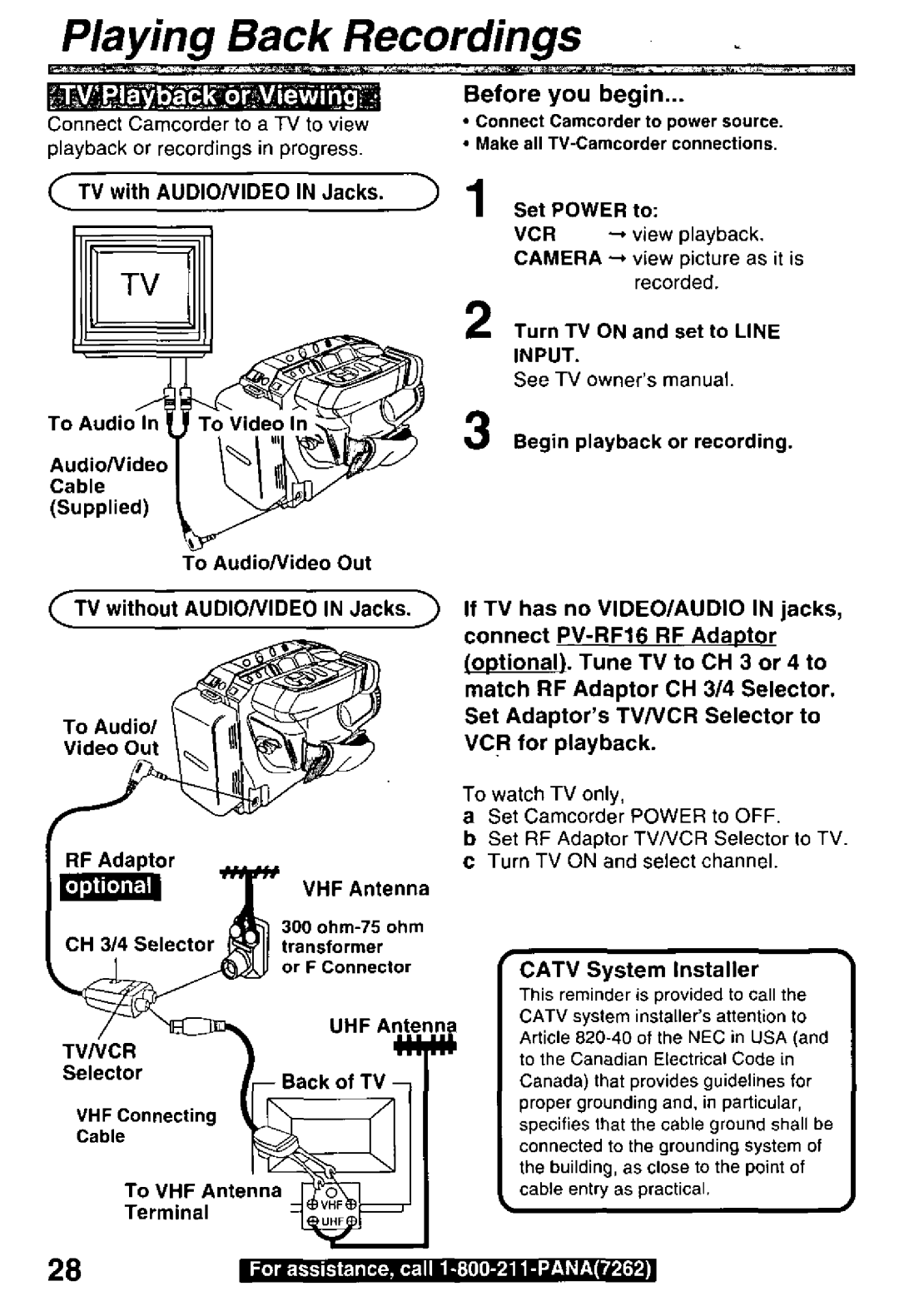 Panasonic PV-L600 manual 