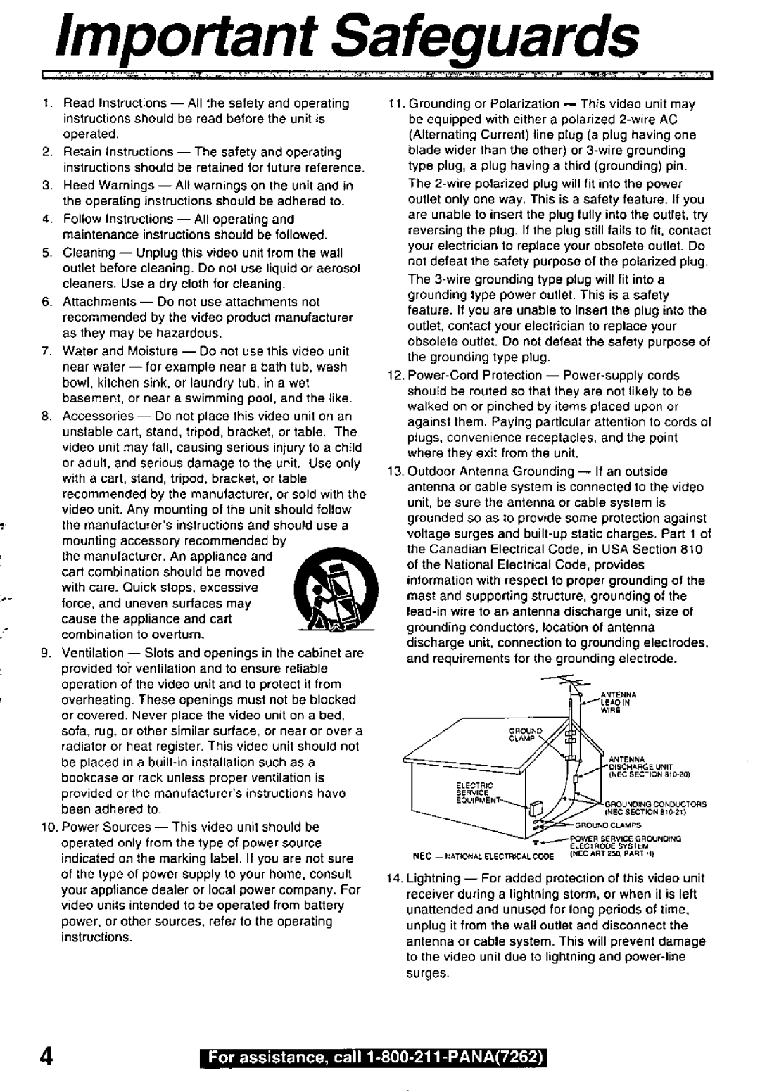 Panasonic PV-L600 manual 