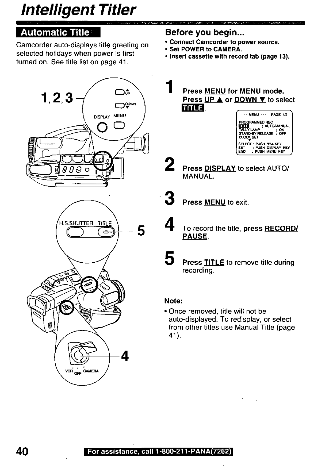 Panasonic PV-L600 manual 