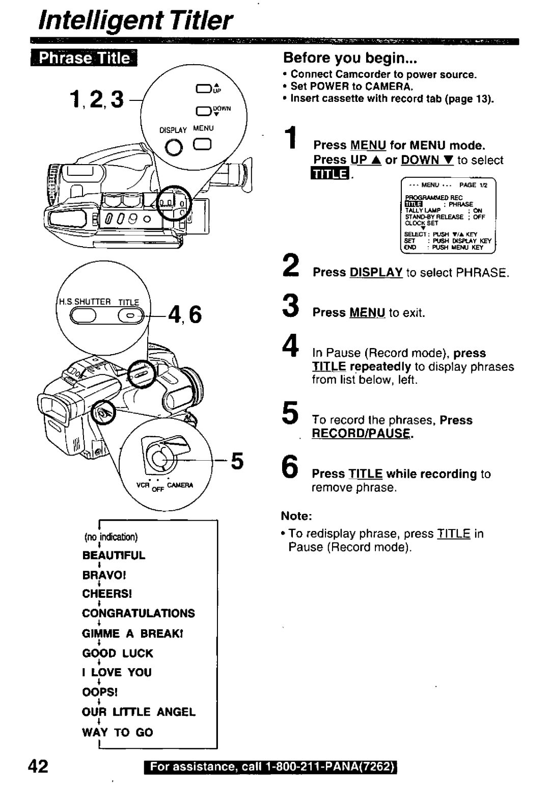 Panasonic PV-L600 manual 