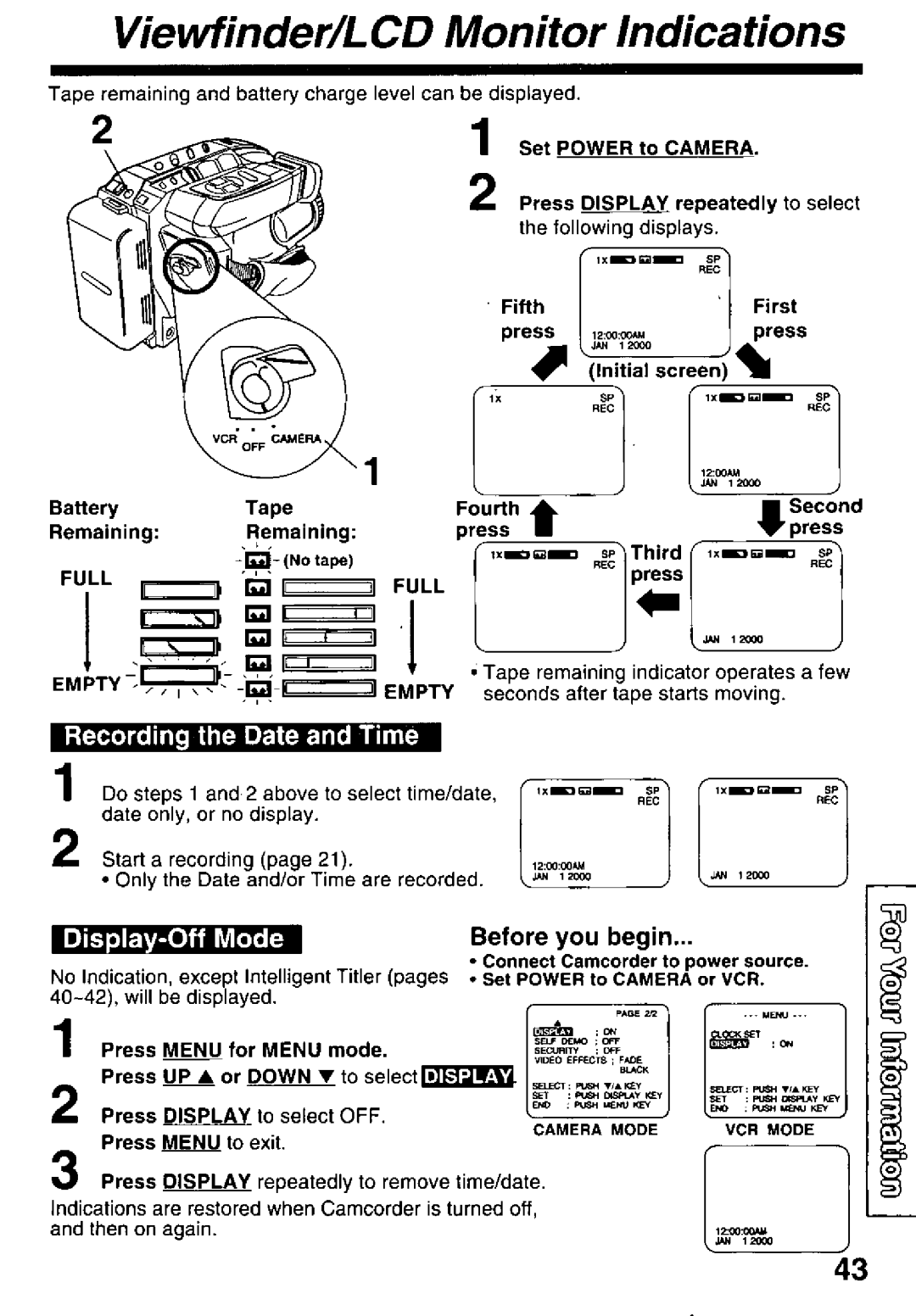 Panasonic PV-L600 manual 