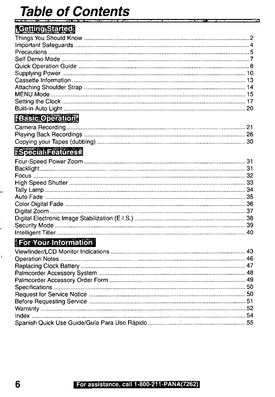 Panasonic PV-L600 manual 