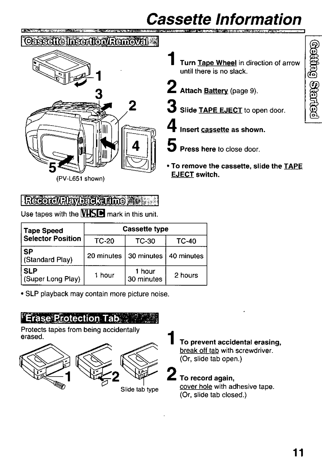 Panasonic PV-L551, PV-L601, PV-L651 manual 