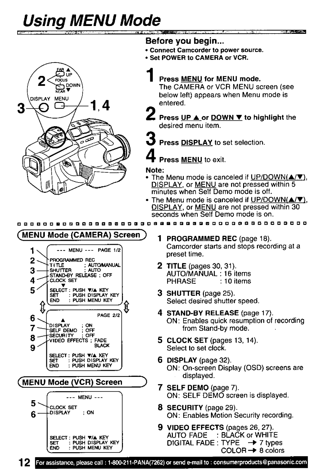 Panasonic PV-L601, PV-L651, PV-L551 manual 