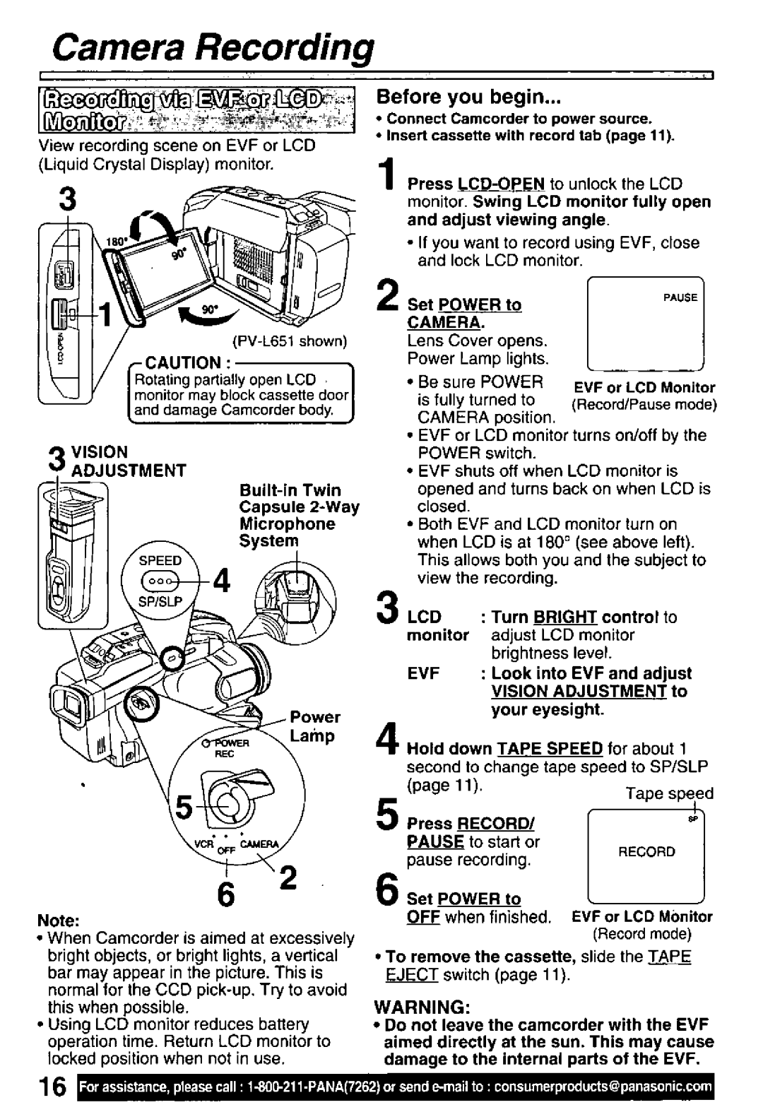 Panasonic PV-L651, PV-L601, PV-L551 manual 