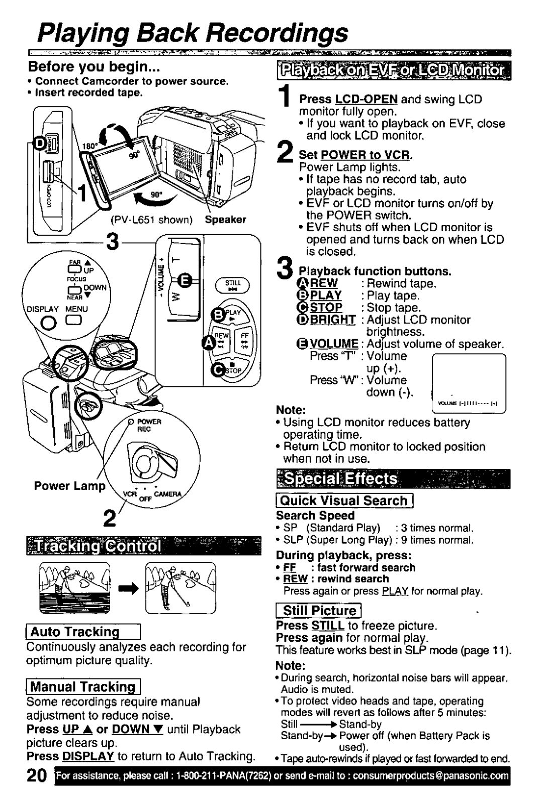 Panasonic PV-L551, PV-L601, PV-L651 manual 