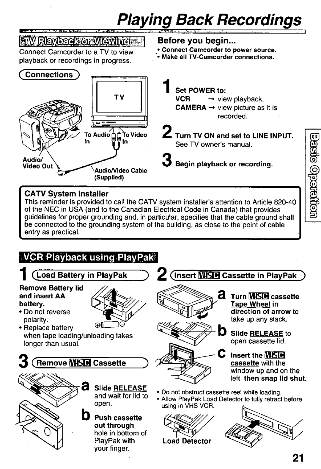 Panasonic PV-L601, PV-L651, PV-L551 manual 