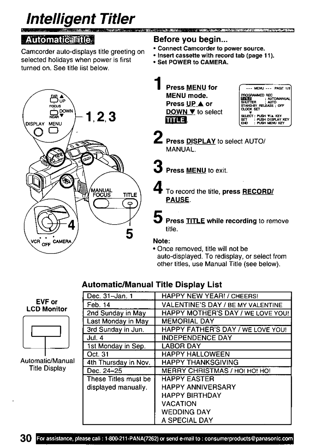 Panasonic PV-L601, PV-L651, PV-L551 manual 