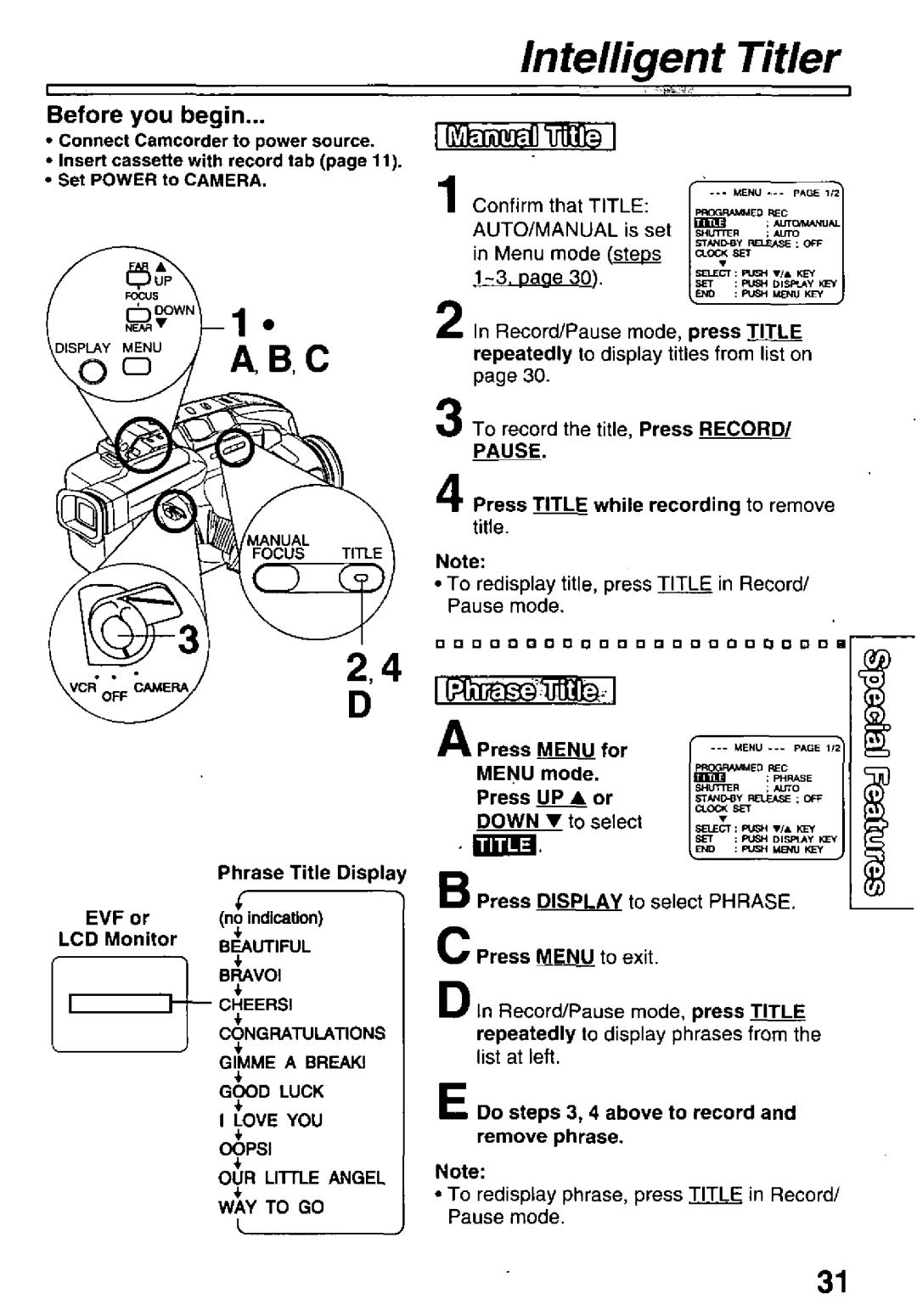 Panasonic PV-L651, PV-L601, PV-L551 manual 