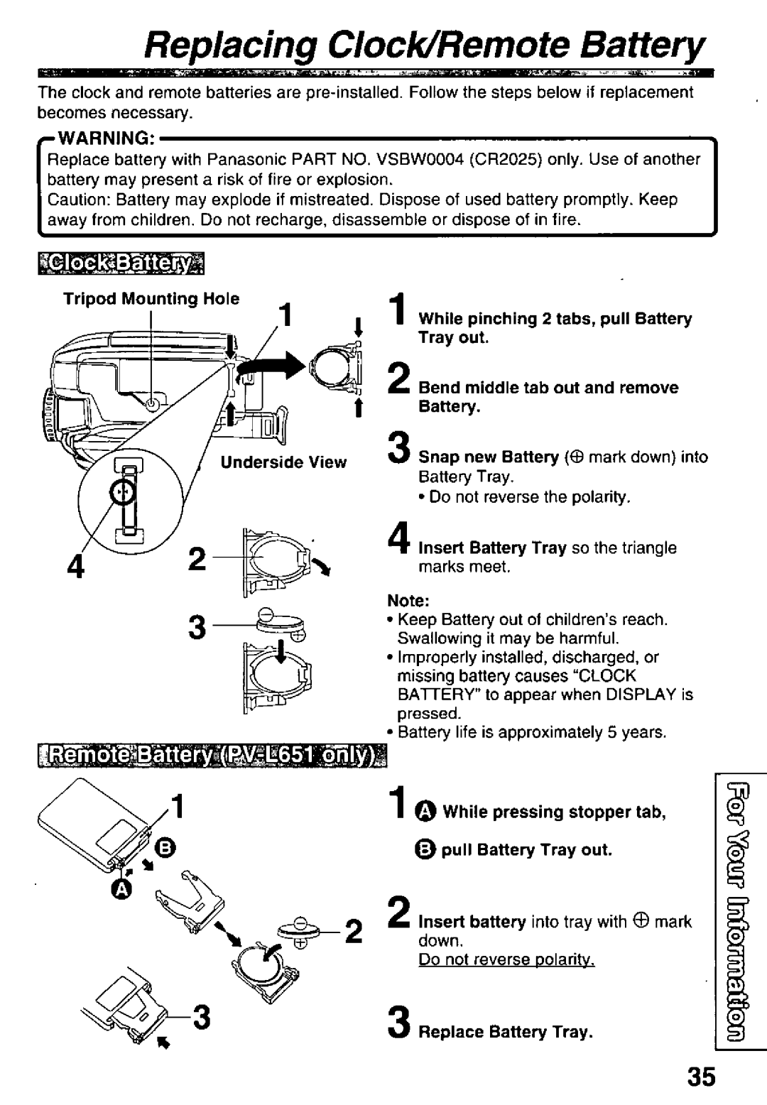 Panasonic PV-L551, PV-L601, PV-L651 manual 