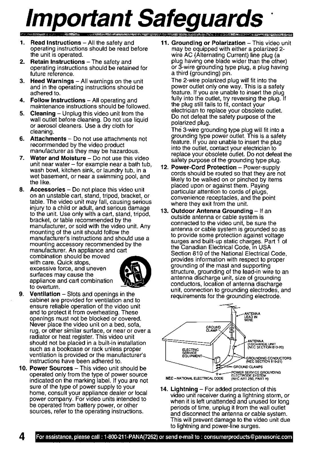 Panasonic PV-L651, PV-L601, PV-L551 manual 