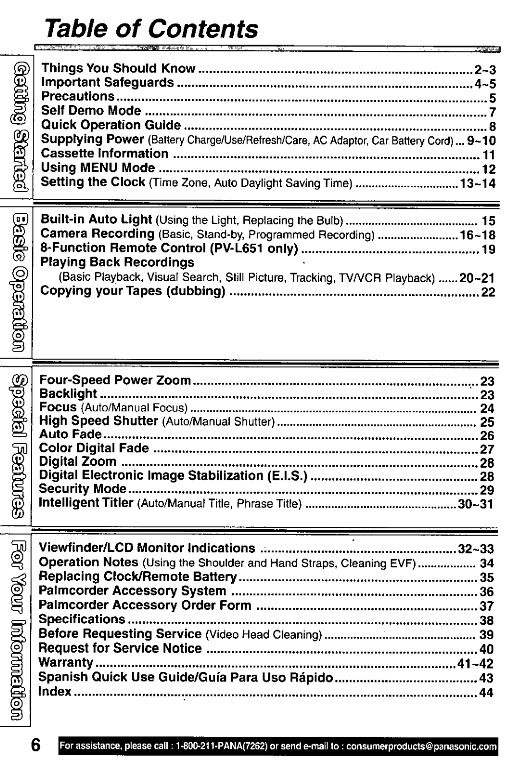 Panasonic PV-L601, PV-L651, PV-L551 manual 