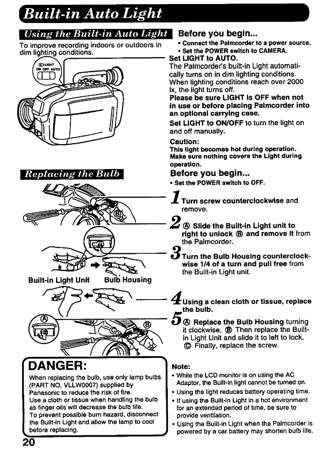 Panasonic PV-L606 manual 