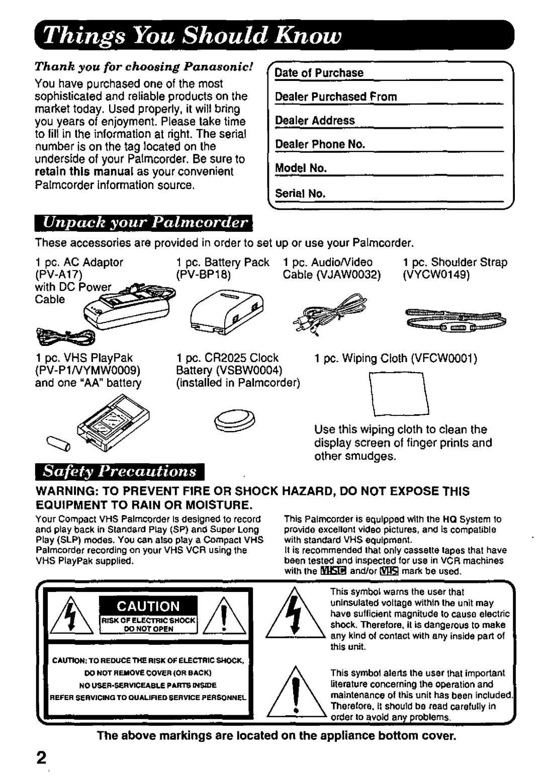 Panasonic PV-L647 manual 