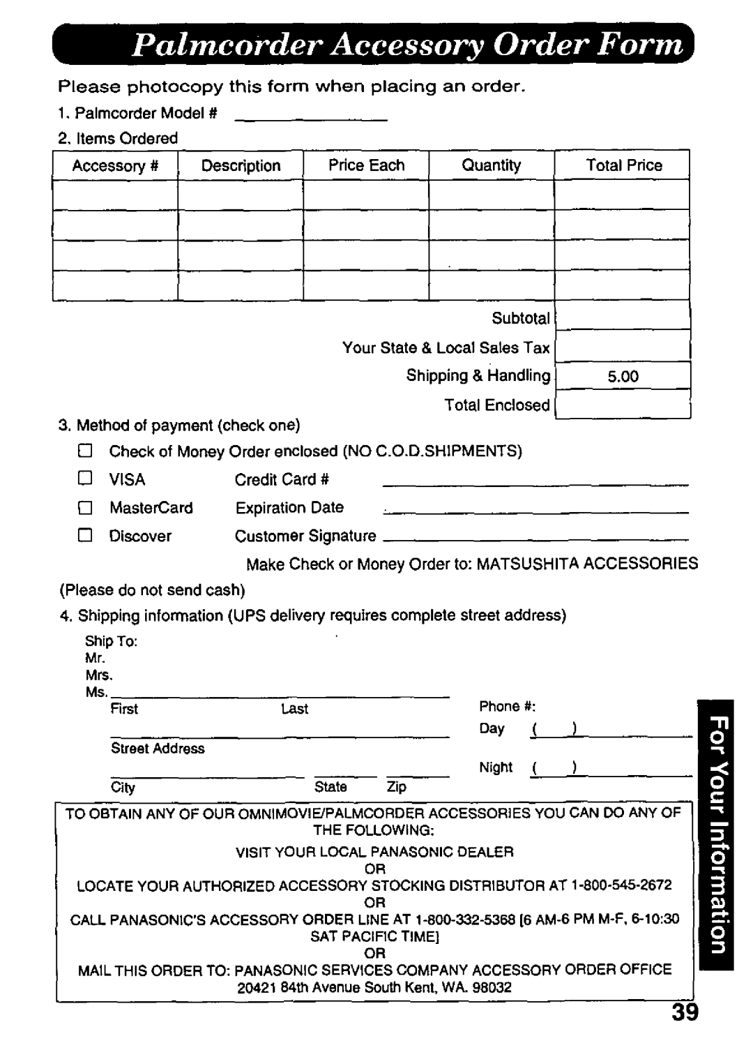 Panasonic PV-L647 manual 