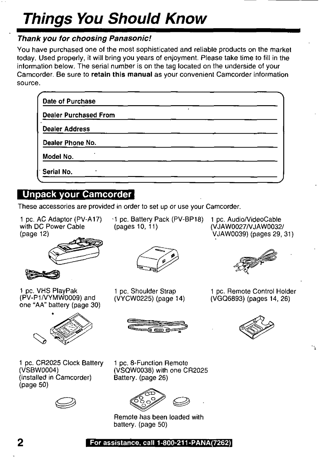 Panasonic PV-L659 manual 