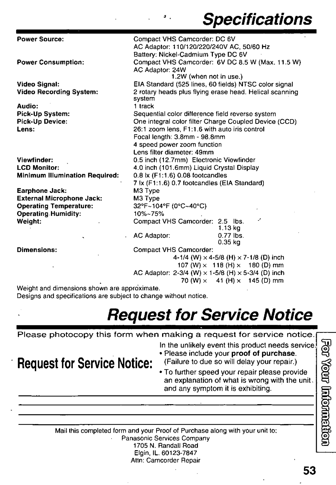 Panasonic PV-L659 manual 