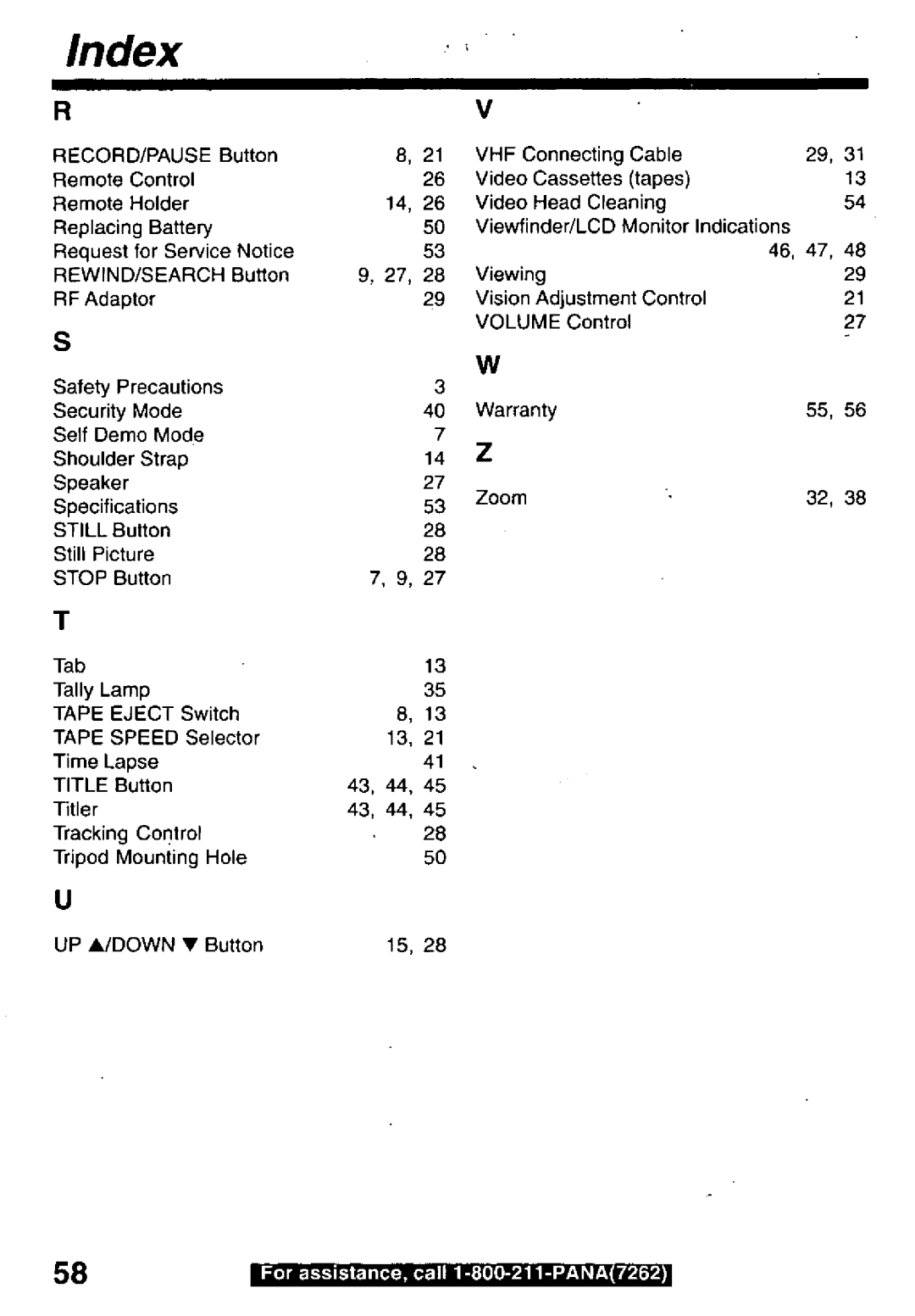 Panasonic PV-L659 manual 