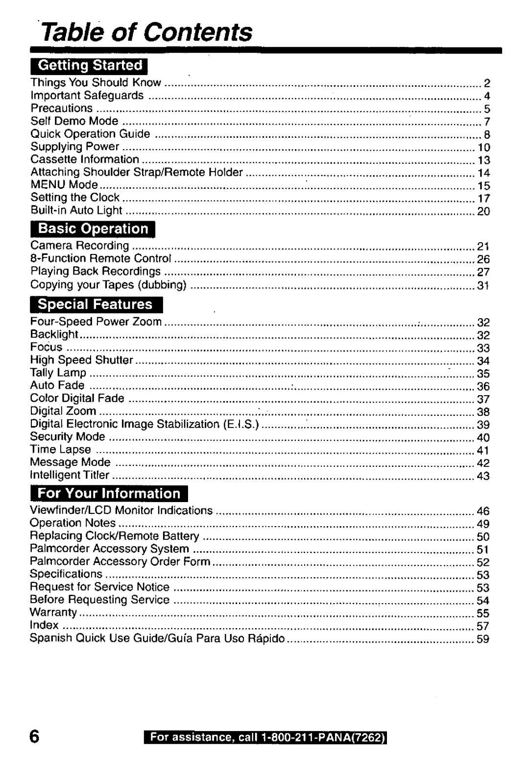 Panasonic PV-L659 manual 