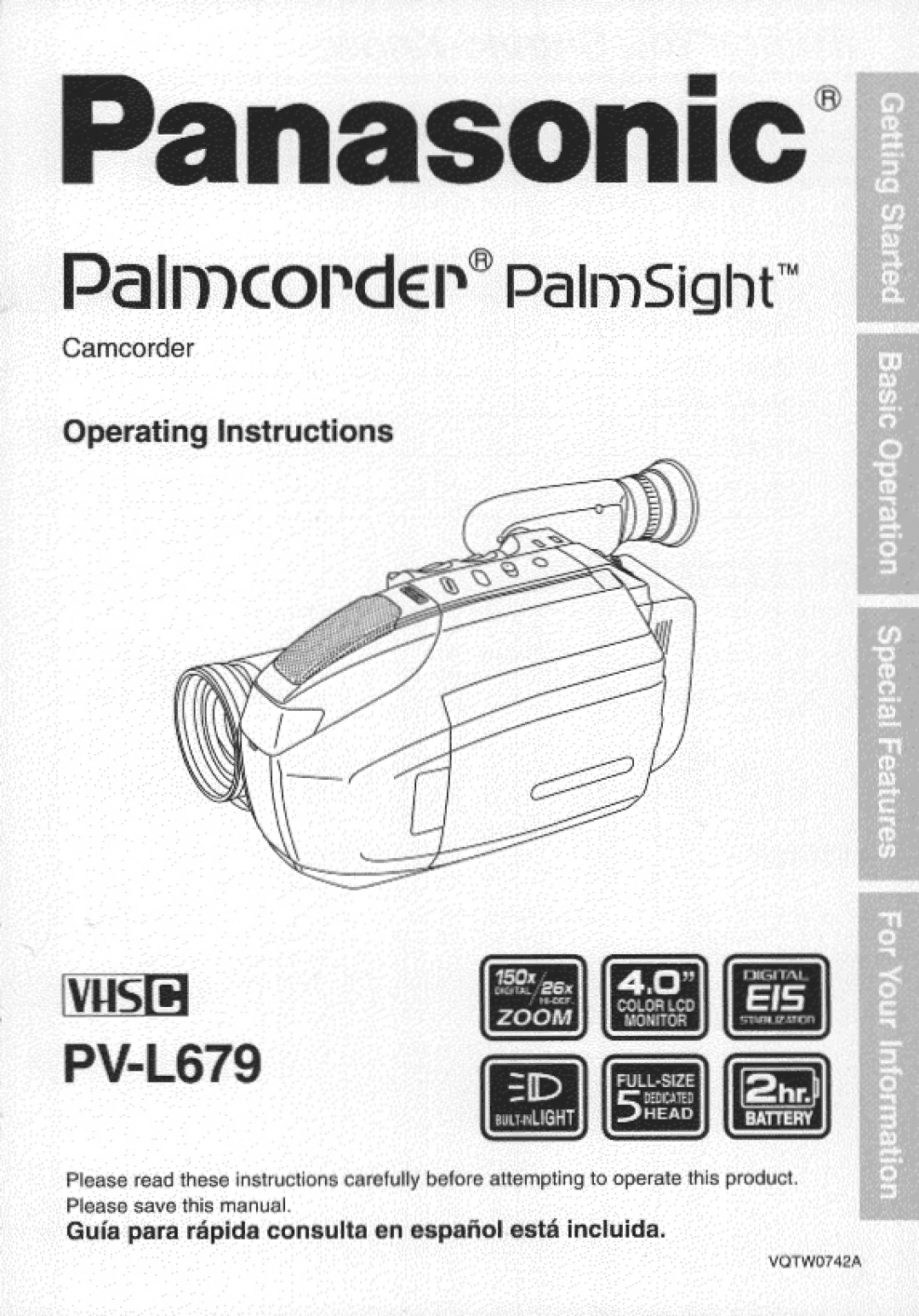 Panasonic PV-L679 manual 