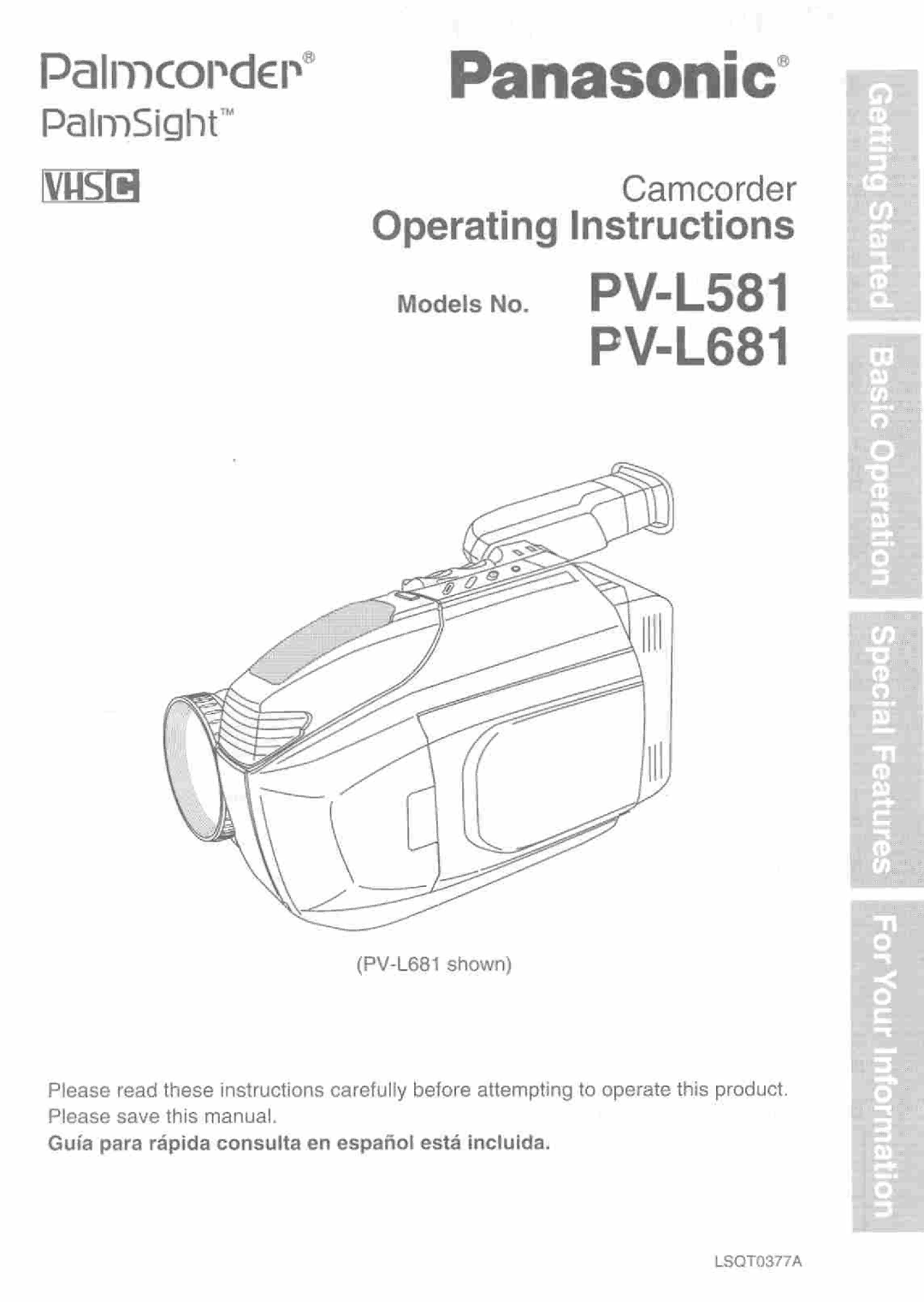 Panasonic PV-L581, PV-L681 manual 