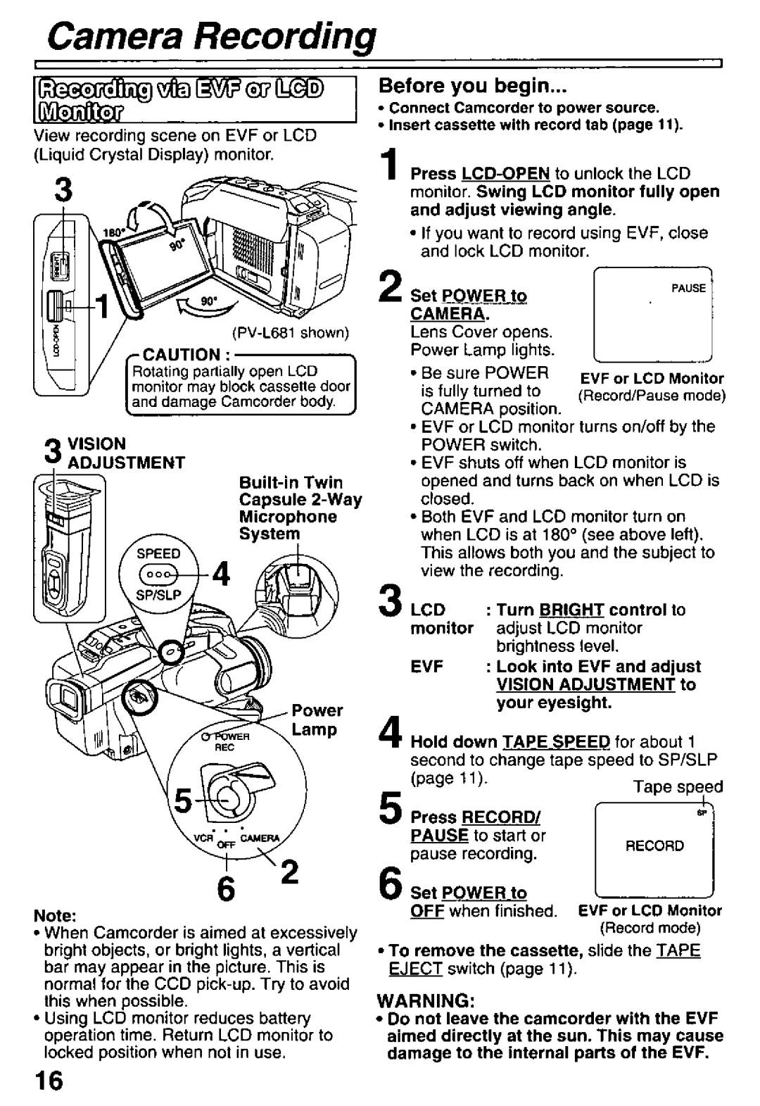 Panasonic PV-L681, PV-L581 manual 