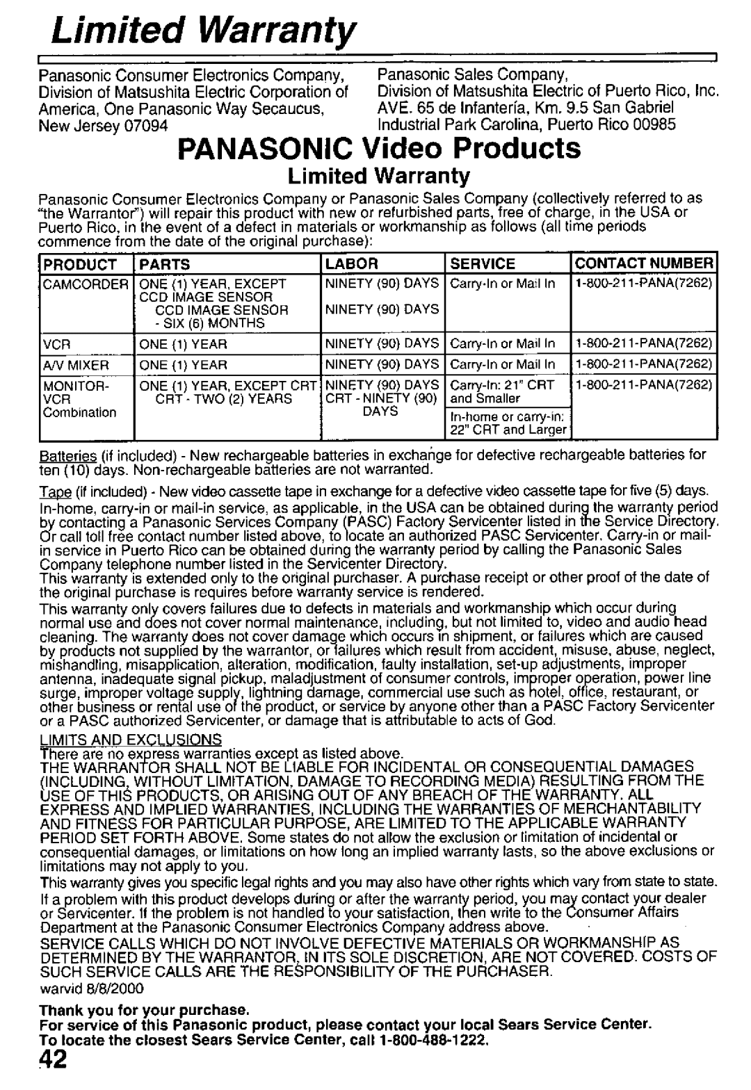 Panasonic PV-L681, PV-L581 manual 