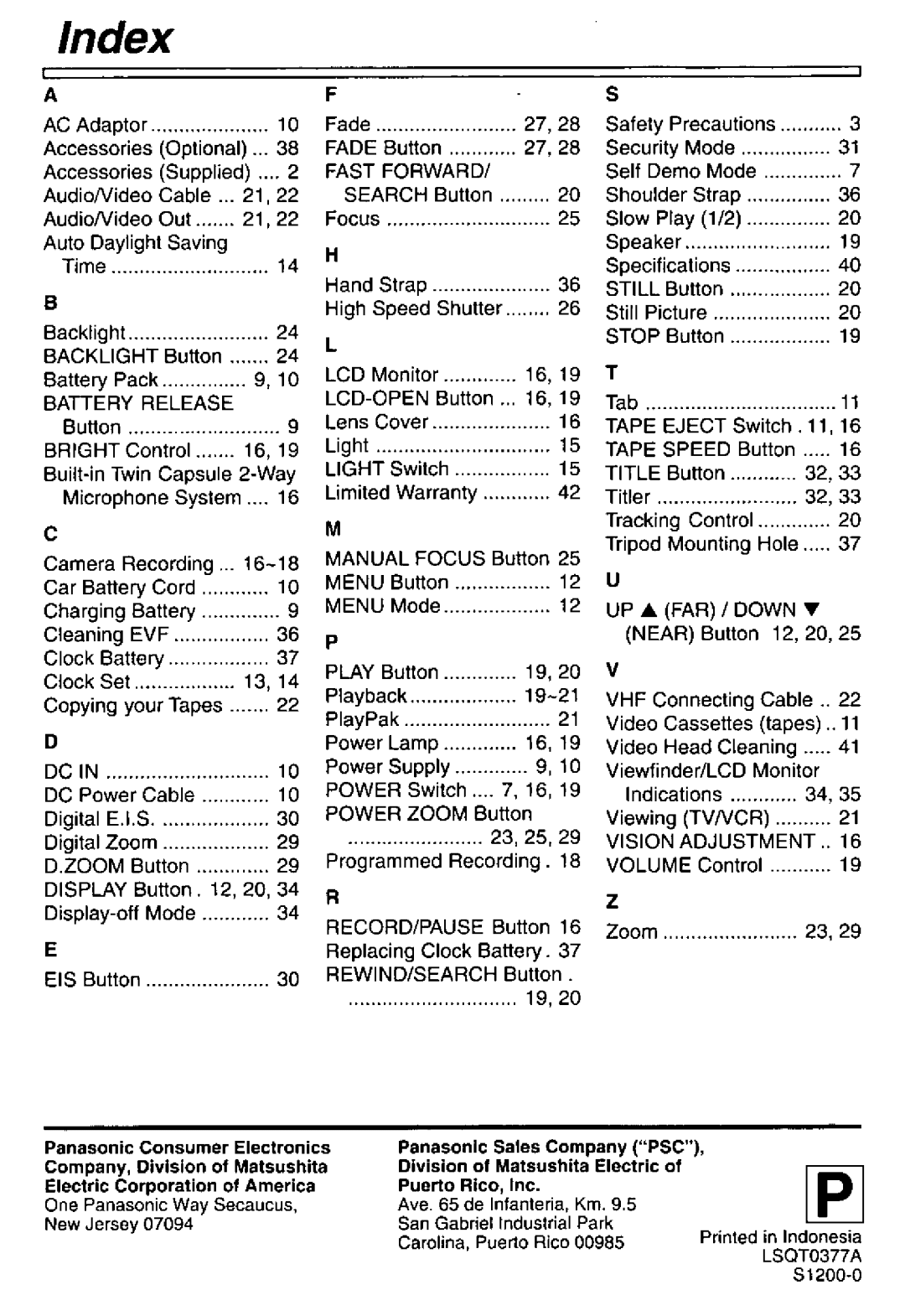 Panasonic PV-L681, PV-L581 manual 