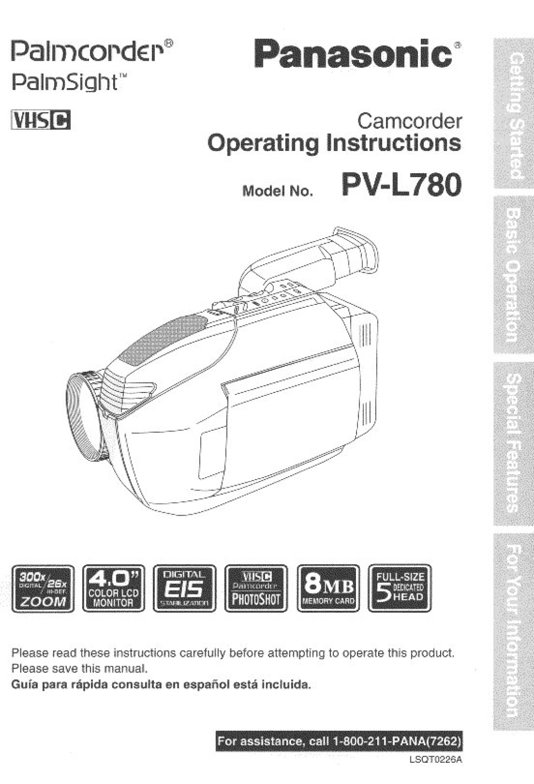 Panasonic PV-L780 manual 