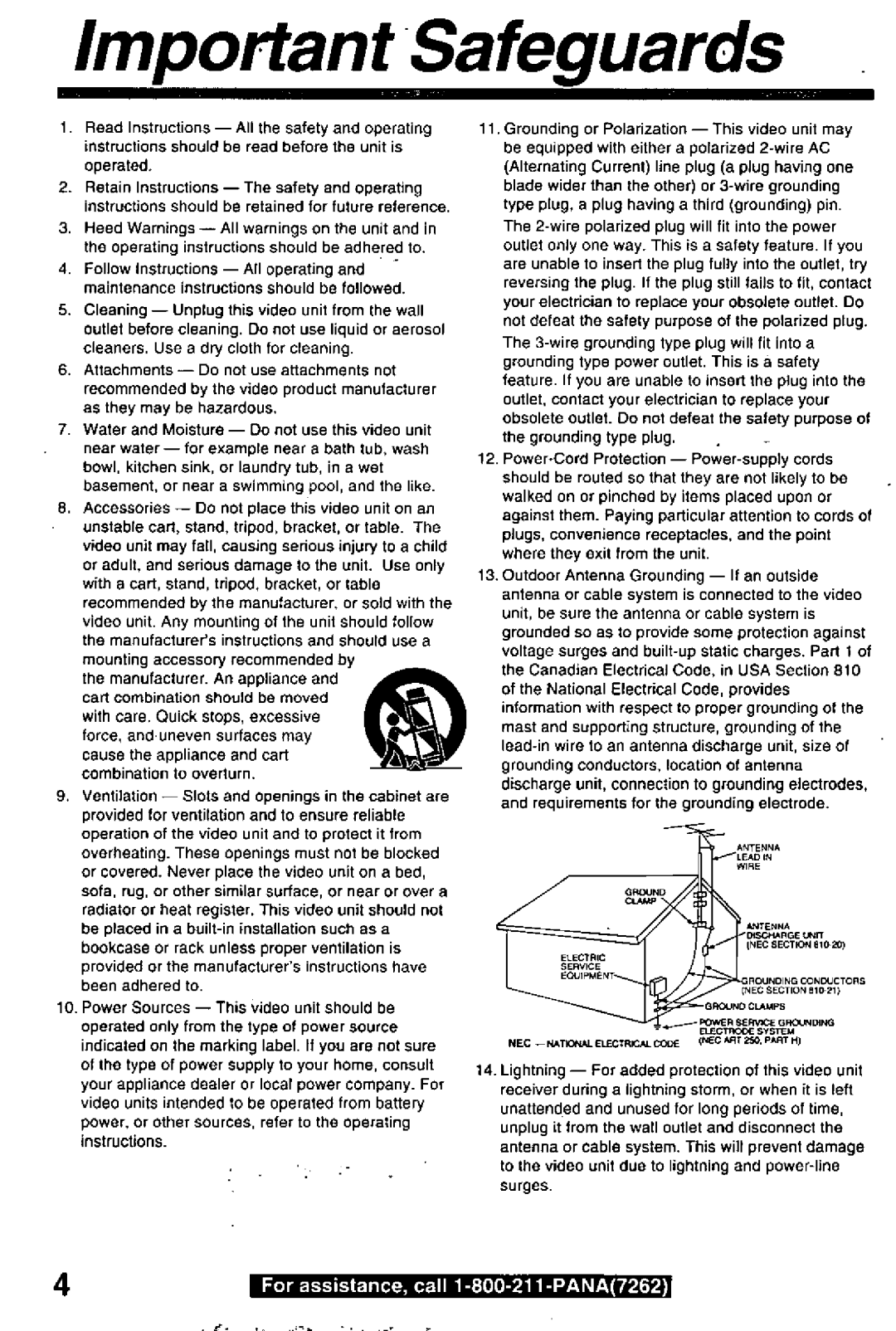 Panasonic PV-L780 manual 