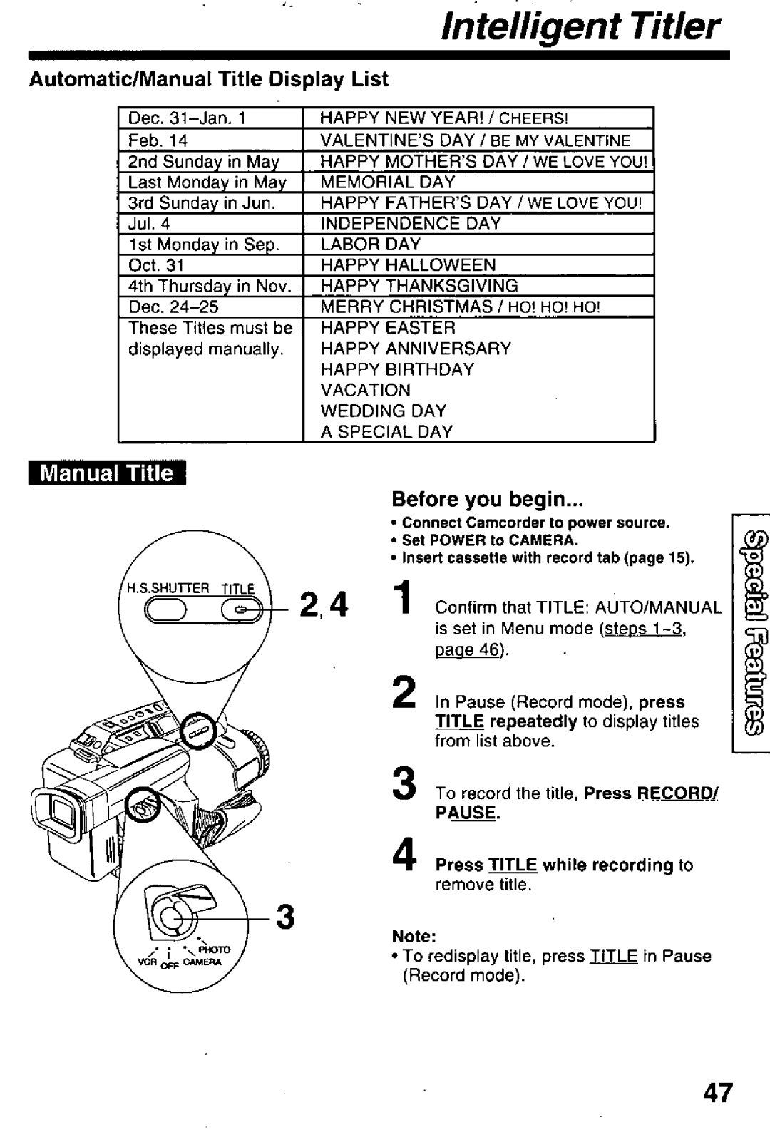 Panasonic PV-L780 manual 