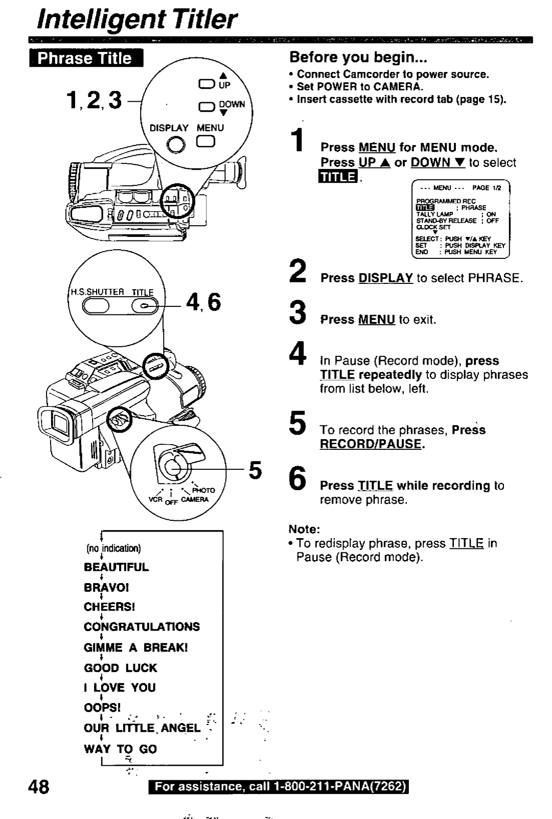 Panasonic PV-L780 manual 