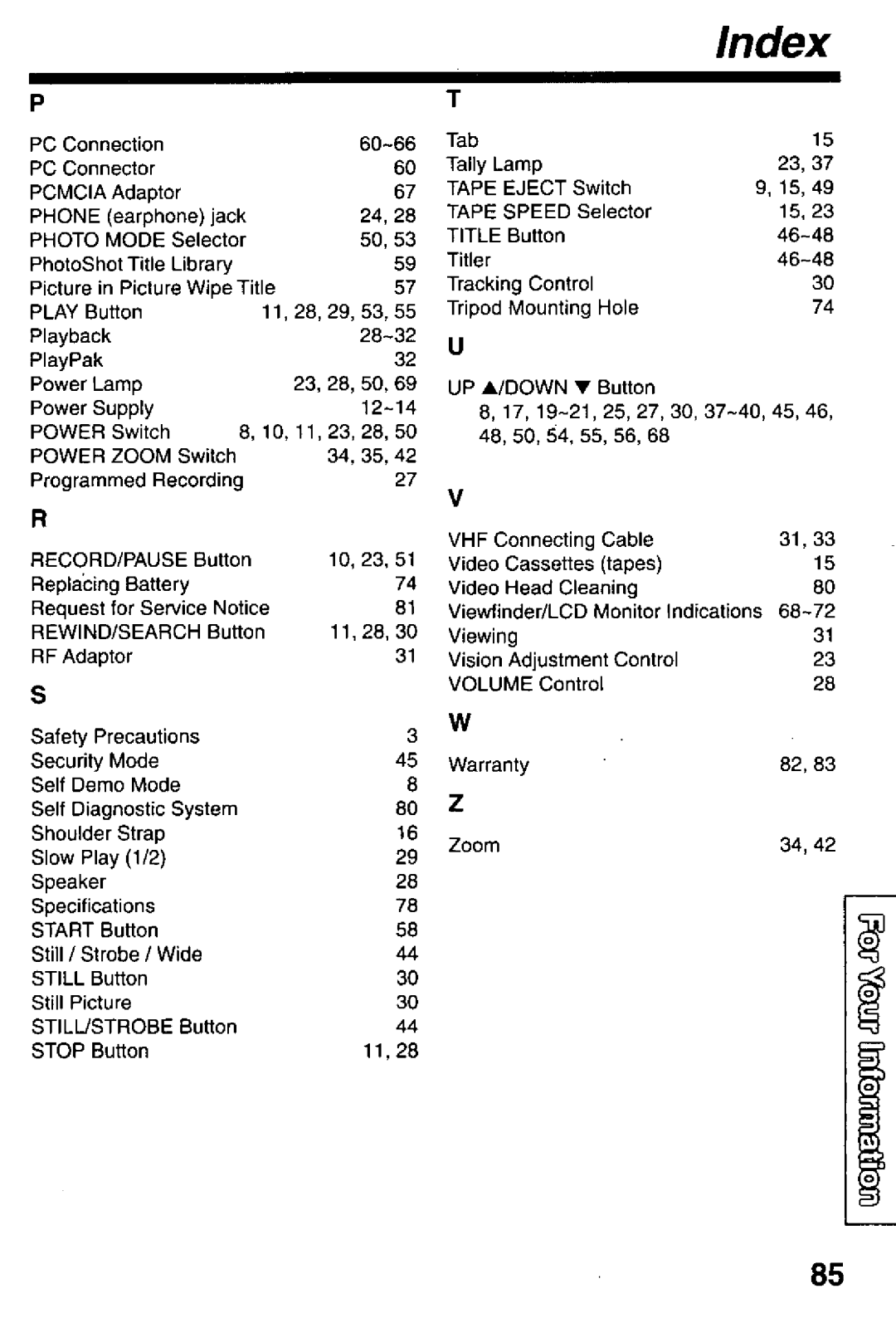 Panasonic PV-L780 manual 